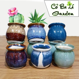 Chậu sứ bát tràng Hình Hũ Men Hỏa Biến