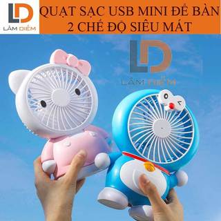 Quạt sạc usb đa năng hình khủng long doremon kitty dễ thương cho bé