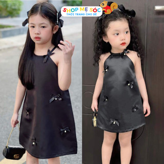 Đầm váy bé gái dáng suông cổ yếm cách điệu sang chảnh cho bé 7-22kg shop mẹ sóc