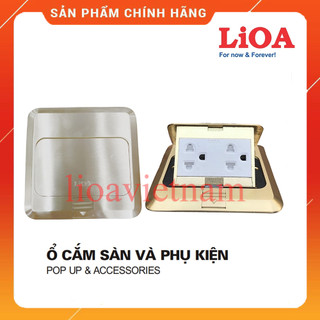 Mặt ổ cắm âm sàn lioa lp001 kèm ổ đa năng 3 chấu lc2u3