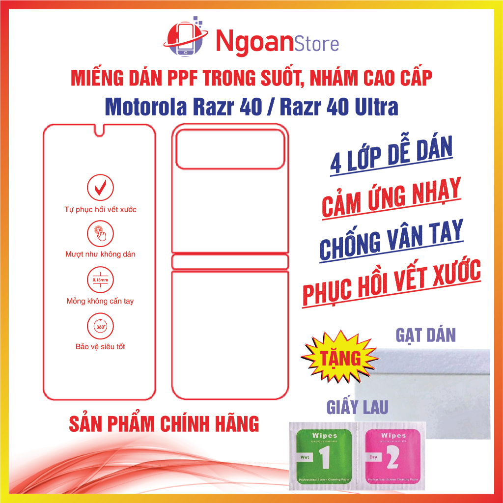 Miếng dán PPF Motorola Razr 40 / Razr 40 Ultra chống vân tay phục hồi vết xước - Ngoan Store