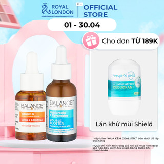 Combo serum sáng da, dưỡng ẩm Balance Vitamin C Brightening 30ml và Hyaluronic Acid + 3% Ceramides 30ml