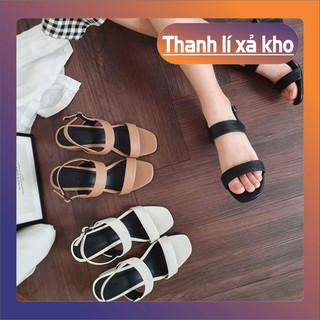 Giày cao gót vuông 5p hai quai bản lớn da mềm
