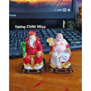  Bộ đôi tượng Thần Tài Thổ Địa 7cm - trưng bày bàn thờ Thần Tài Ông Địa mini 