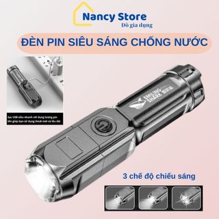 Đèn pin siêu sáng, đa năng kèm sạc dự phòng, Đèn pin cầm tay siêu sáng
