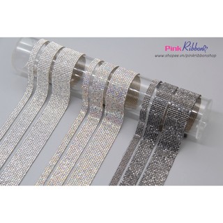 [GIÁ 1 MÉT] Dây silicone đính đá, trang trí nơ bờm , phụ kiện may mặc.