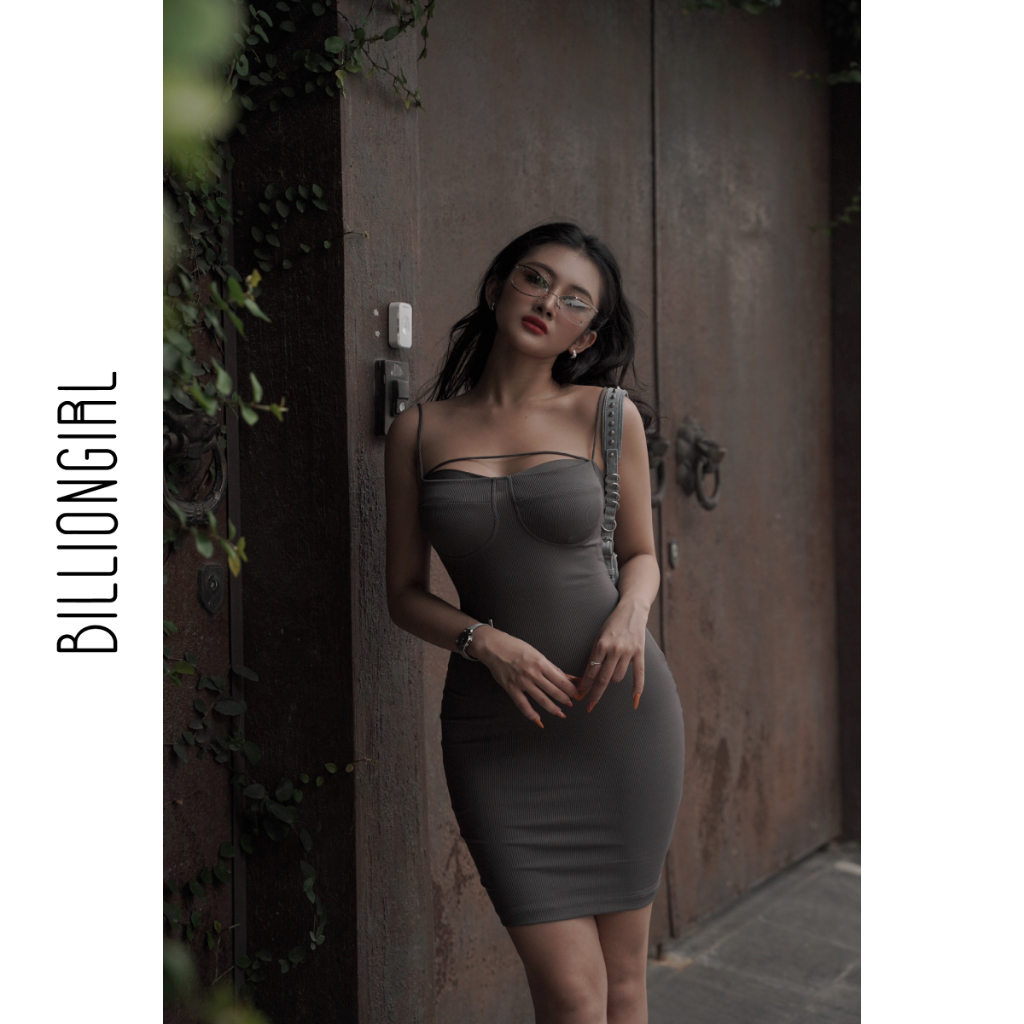 BILLIONGIRL - Đầm ngắn thun ôm body - DRESS AMORA GRAY (S-L)