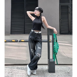 (NẤM LÙN) QUẦN JEANS SUÔNG LƯNG CAO RÁCH CÁ TÍNH 96cm THẢO XINH STORE