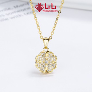 Dây chuyền bạc nữ LiLi S925 đính đá CZ cao cấp hình cỏ 4 lá xoay tròn độc đáo Milena LILI_105831