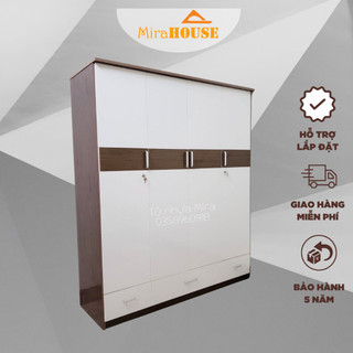 Tủ nhựa Đài Loan 4 cánh, MIRA HOUSE, tủ quần áo cao 1m85 dài 1m62 sâu bì 50cm, có lắp đặt tại nhà