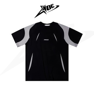 (Có sẵn) AOE STUDIO - Áo thun form rộng unisex tay lỡ thêu logo phối đen xám T-shirt