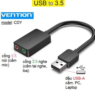 Usb to 3.5 Vention CDYB usb âm thanh/ usb sound cho máy tính/ Laptop
