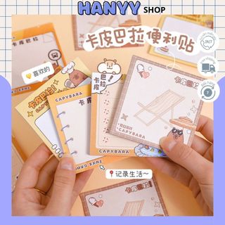 Giấy Ghi Nhớ 50 Trang Capybara, Giấy Ghi Chú, Giấy Ghi Nhớ Chuột Lang Nước Hanyyshop