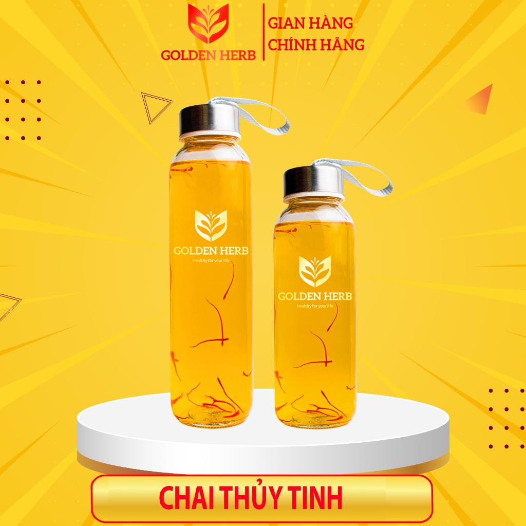 Bình nước thủy tinh saffron cao cấp 500ml