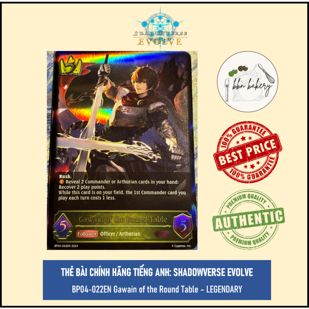 Thẻ Bài Shadowverse Evolve Chính Hãng: BP04-022EN Gawain of the Round Table - Rarity: Legendary