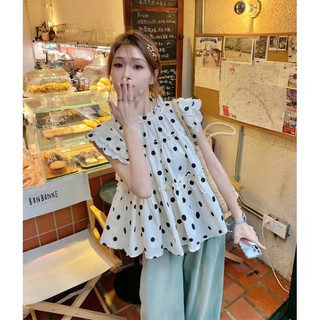 Freeship áo babydoll chấm bi ullazang siêu xinh