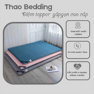 Đệm Topper gấp gọn dày 4cm vải xơ đậu nành cao cấp kháng khuẩn trải giường trải sàn tiện lợi