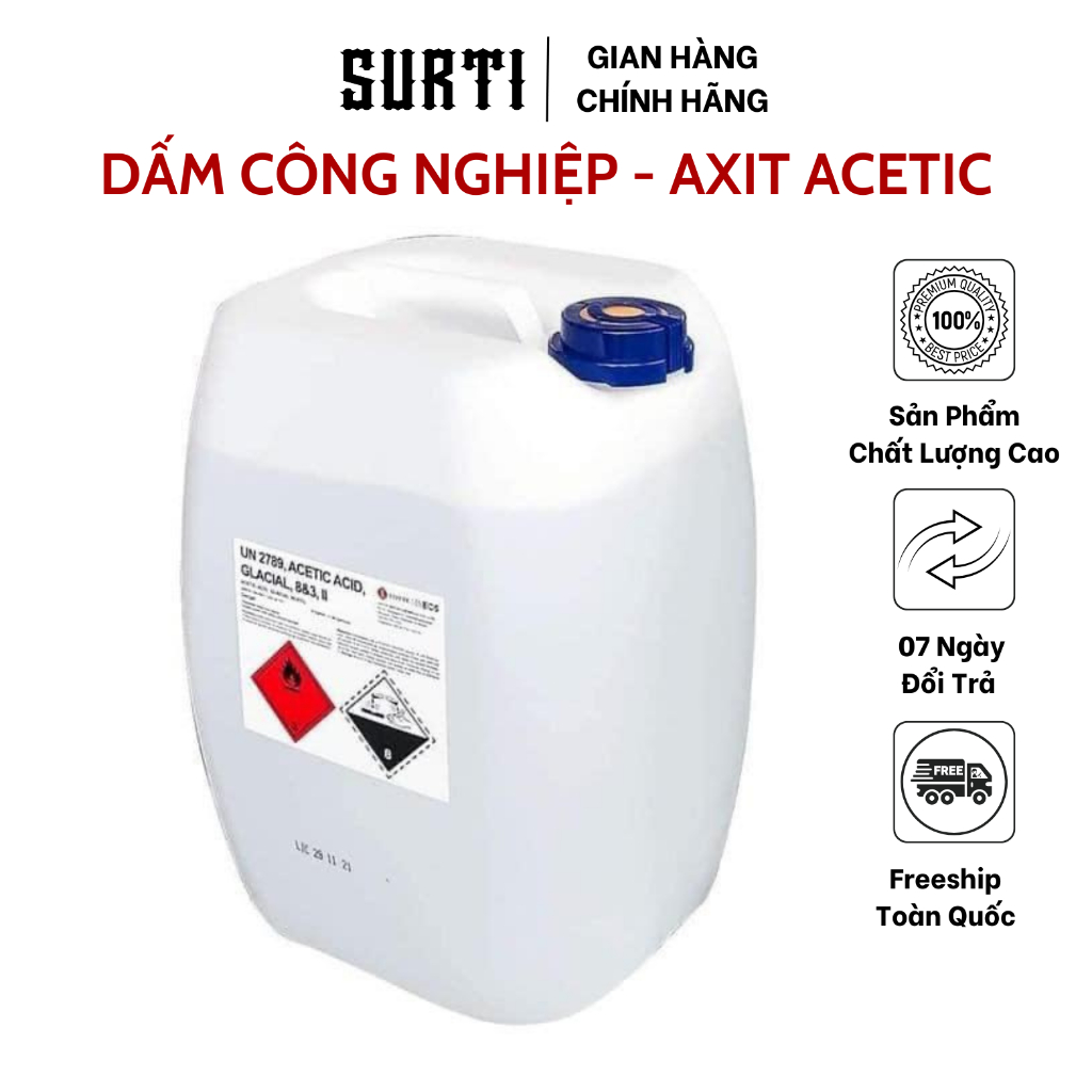 Dấm Công Nghiệp - Giấm công nghiệp - Axetic - Tăng khả năng tẩy rửa của Baking soda - 1000ml.