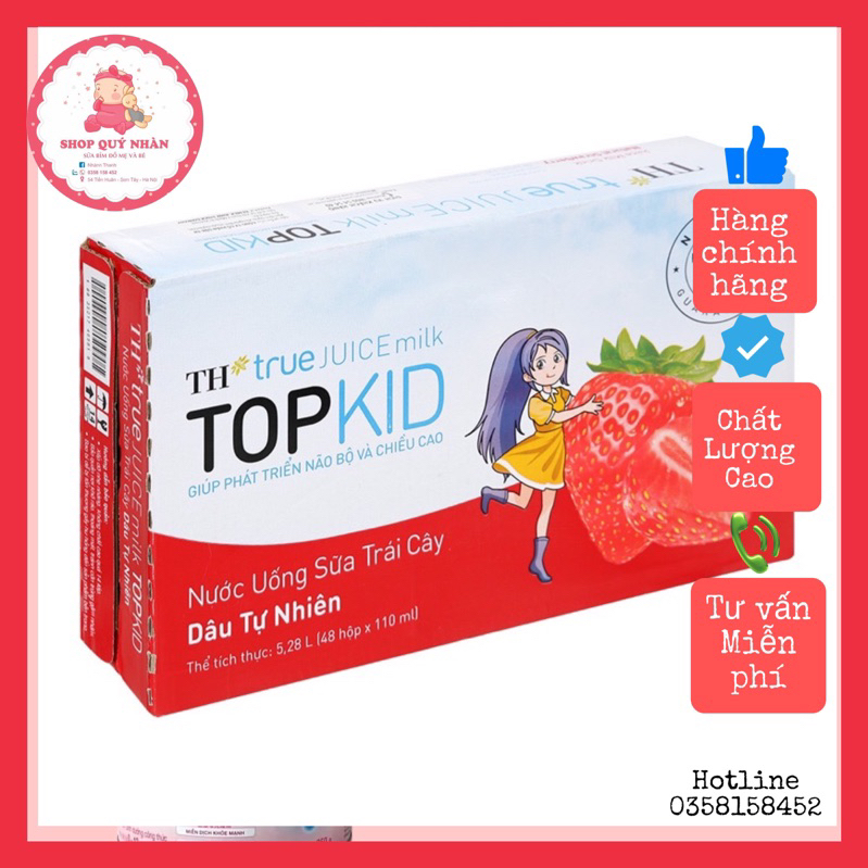 Thùng 48 hộp sữa trái cây TH true juice milk TOPKID Dâu/Cam Tự Nhiên 110ml
