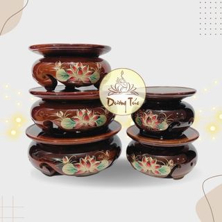 Đôn gỗ - đế gỗ đặt tượng thờ tròn sen nổi