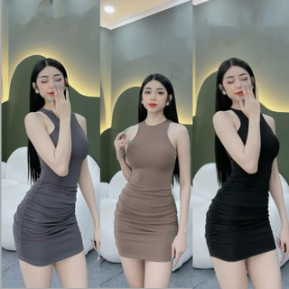 Đầm body 3 lỗ nhún ngắn