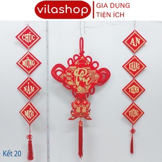 Khánh kết trang trí tết 2025, dây treo kết nhung đỏ, khánh nhung kiểu chữ trang trí tết 2025 kết 20