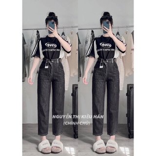 Baggy Jeans Lưng Cao Nữ Trơn