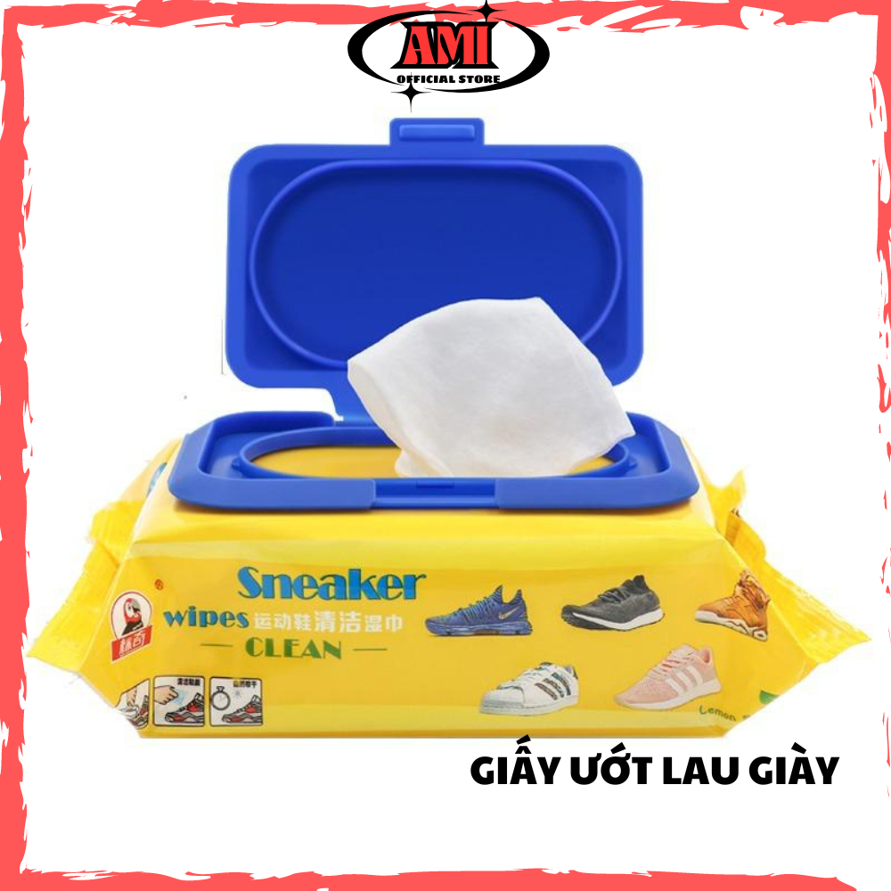 Khăn lau giày snacker, giấy ướt lau túi xách giày dép , vệ sinh giày túi xách balo AMI