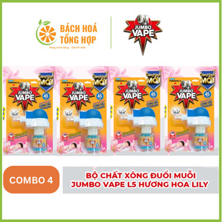 Combo 4 Máy xông đuổi muỗi và tinh dầu đuổi muỗi Jumbo Vape không khói, không tro, không bẩn - Bách Hoá Tổng Hợp