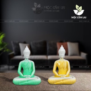 Tượng phật thích ca mâu ni chất liệu bột đá composite trang trí phong thủy, decor phòng thiền - mộc cẩm lai