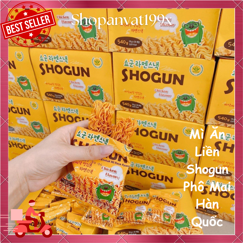 1 hộp 30 gói Mì tôm ăn liền Shogun Hàn Quốc vị phô mai, mì tôm trẻ em ăn liền gói 18gram