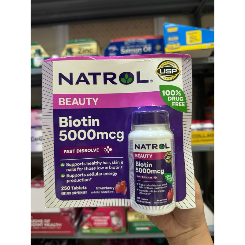 [ ĐỦ BILL STORE + AIR] Viên Uống Hỗ Trợ Mọc Tóc Và Chống Rụng Tóc Natrol Biotin 5,000mcg _ live mua hàng tại Mỹ
