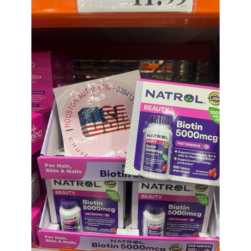 [ ĐỦ BILL STORE + AIR] Viên Uống Hỗ Trợ Mọc Tóc Và Chống Rụng Tóc Natrol Biotin 5,000mcg _ live mua hàng tại Mỹ