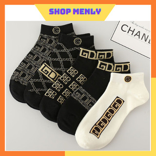 Combo 5 đôi Tất cổ ngắn nam nữ trơn GD mẫu mới 2024