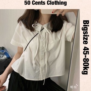 Áo Sơ Mi Nữ Cộc Tay Cổ Sen Có Bigsize 45-80kg Dáng Baby Tay Xếp Ly Siêu Hot 50 Cents Clothing #156
