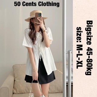 Áo Sơ mi Nữ Babydoll Buộc Dây Có Bigsize 45-80kg Tay Ngắn Dáng Rộng Phong Cách Korea Hàng QCCC 50 Cents Clothing #130