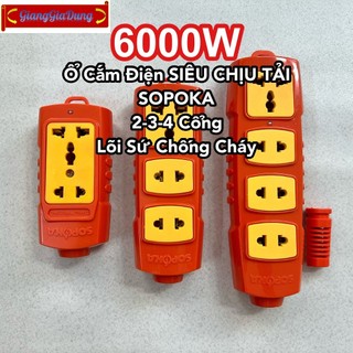 Ổ Cắm Điện Siêu Chịu Tải SOPOKA 6000W Lõi Sứ Chống Cháy (2 -3 - 4 Cổng)