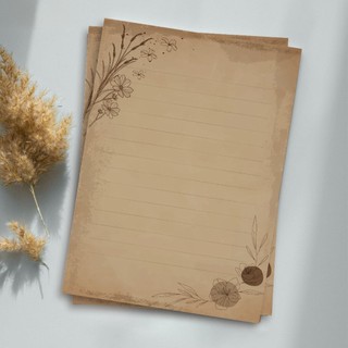 5 Tờ Giấy Viết Thư Tay Chất Mộc Từ Giấy Kraft - Thiết kế ngẫu nhiên
