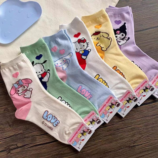 Tất vớ chân cao cổ hoạt hình Sanrio Kuromi Melody Cinnamoroll Kitty Pompompurin Pochacco dễ thương