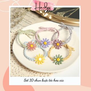 Chun buộc tóc đính hoa cúc set 10 dây buộc tóc Hadyykids - CH18 siêu dai nhiều màu dễ thương