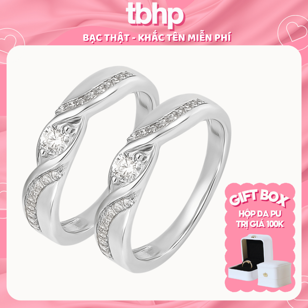Nhẫn đôi bạc 925 khắc tên miễn phí TBHP BigLove Silver Couple Rings  - Mã TSJC14