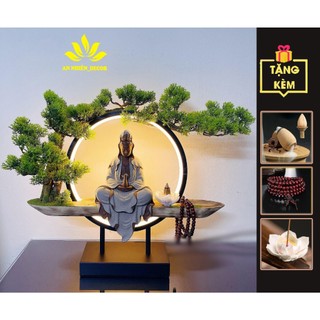 Đèn led vòng kệ cây bonsai - tặng kèm đầy đủ phụ kiện - đèn vòng tượng phật trang trí phong thủy