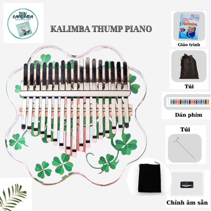 Đàn kalimba trong suốt 17 phím chĩnh hãng - Tặng full phụ kiện, Đàn kalimba pha lê