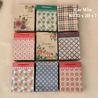 10 Túi giấy  - túi quà tặng nhiều họa tiết - kt: 15 x 20 x 7cm