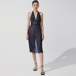 REINA - Dawnty Polka-dot Halterneck Midi Dress