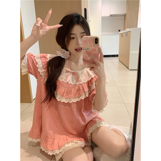 Bộ ngủ chấm bi hồng (hàng quảng châu)