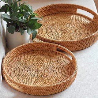 Khay mây tre đan thủ công TRE LÀNG hàng xuất khẩu đủ kích thước, khoét tay cầm tiện lợi