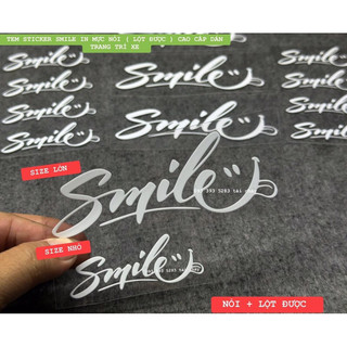 Tem sticker smile trắng in mực nổi cao cấp dán trang trí xe