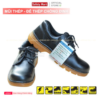 Giày bảo hộ abc đế kếp chỉ đen safemall chất lượng cao, giày lao động giá rẻ, giày công trình chính hãng safemall