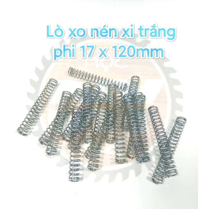 Lò xo nén phi 17 dài 120mm, sợi 2mm (thép xi trắng) (4 cái)